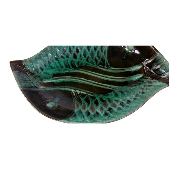 Vintage Blue Mountain Pottery Fish Platter Dish Blue Black BMP Canada MCM-Pretty - Picture 4 of 12